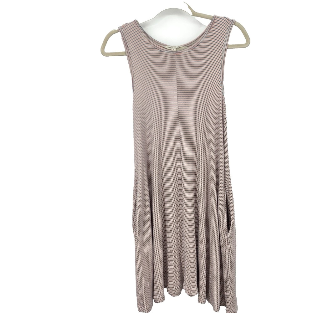 Toad & Co Women Size Medium Dress Tank Daisy Ribbed Stretch Red Striped‎ Swing